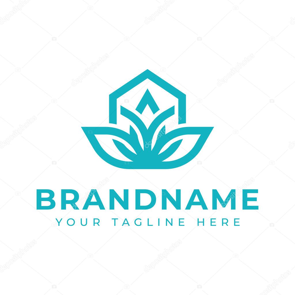Lotus Home Logo, symbolizes peace, balance, and serenity within a home