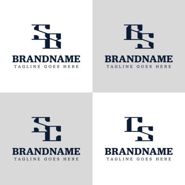 Harfler SB BS SC CS Monogram Logo Set, iş için SB BS SC CS baş harfleri