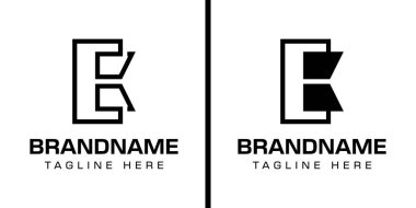 EK veya KE Monogram Logo Set harfleri, KE veya EK baş harfleri olan her iş için uygundur