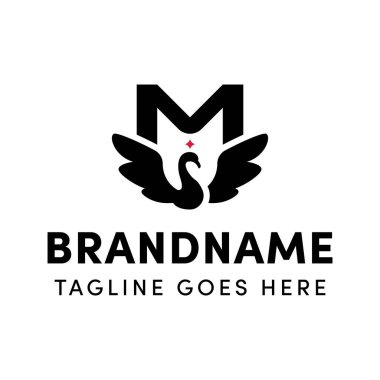 M Kuğu Logosu. Moda, güzellik, sağlık ve lüks ürünler için.