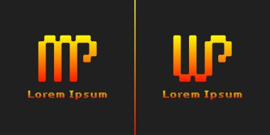 Harfler MP ve WP Piksel Monogram Logosu, milletvekili WP PW baş harfleriyle her iş için uygundur