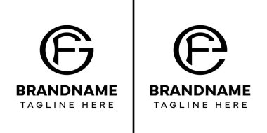 GF ve EF Monogram Logosu harfleri, GFG EF FE FE baş harfleri ile her iş için uygundur