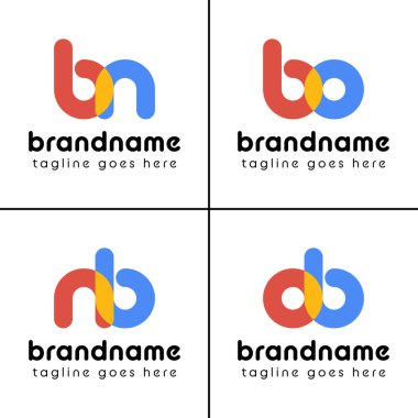 Harfler bnb bo ob Playful Logosu, eğlenceli, enerjik ve neşeli