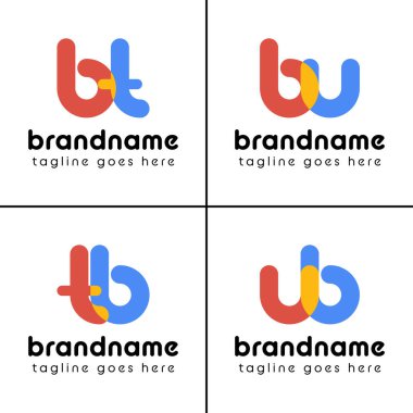 Harfler bt tb bu ub Neşeli Logo, eğlenceli, enerjik ve neşeyi temsil eder