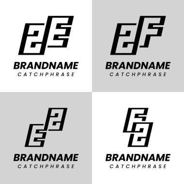 ZE EZ ZF FZ Monogram Logo Seti, her iş için uygun