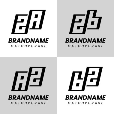 Harfler ZA AZ ZB BZ Monogram Logo Seti, her iş için uygun