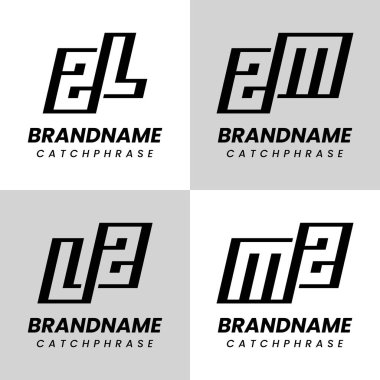 ZL LZ ZM MZ Monogram Logo Seti, her iş için uygun