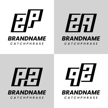 Harfler ZP PZ ZQ QZ Monogram Logo Seti, her iş için uygun