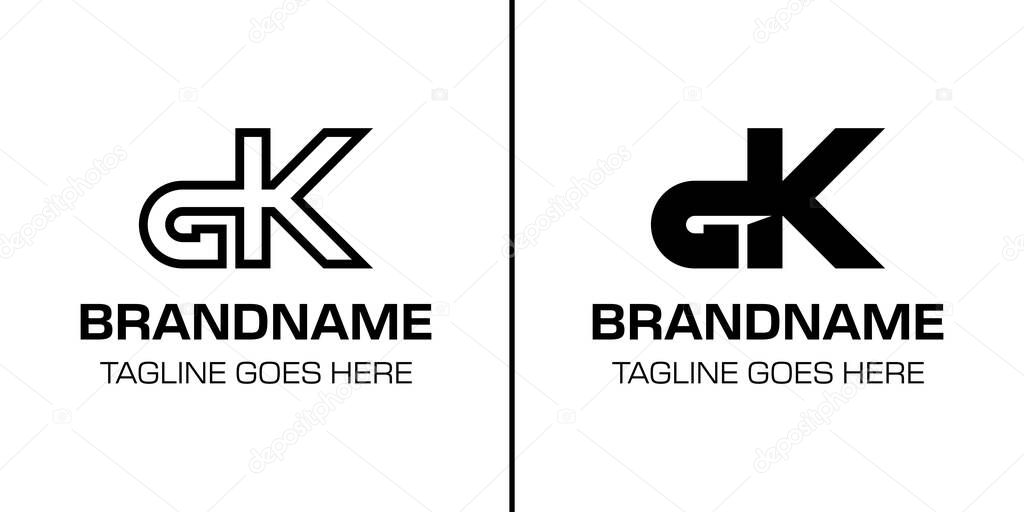 Letters GK Monogram Logo Set, suitable for any brand with KG or KG initials