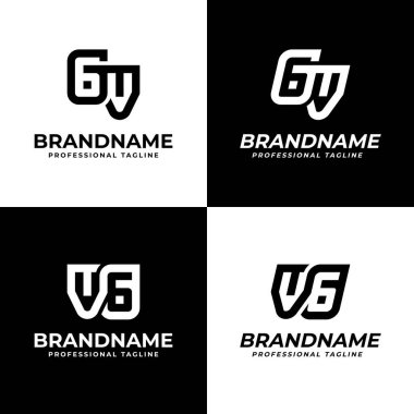 Harfler GV ve VG Monogram Logosu, herhangi bir marka için uygun GV veya VG baş harfleri