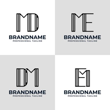 Harfler MD DM ME EM Stripe Logosu, MD DM ME EM baş harfleri ile her iş için uygundur