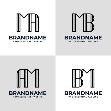 MA AM MB BM Stripe Logosu, MA AM MB BM baş harfli her iş için uygundur