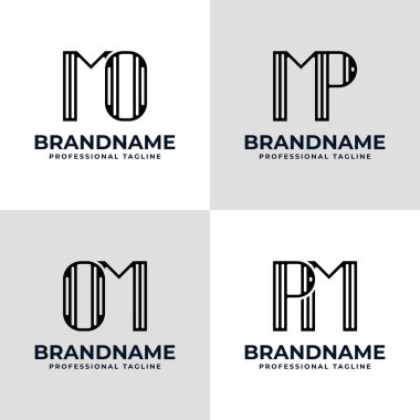 Letters MO OM MP PM Stripe Logo, suitable for any business with MO OM MP PM initials clipart