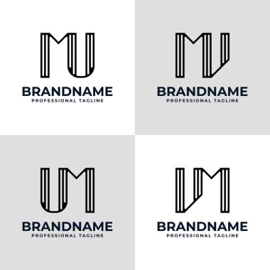Harfler MU UM MV VM Stripe Logosu, MU UM MV VM baş harfleri ile her iş için uygundur