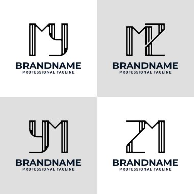 YM MZ çizgili logomun harfleri. My YM MZ ZM harfleriyle başlayan her iş için uygundur.