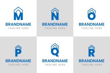 M N O P Q R Home Emlak Logosu, bir ev veya mülk yapısını temsil eder