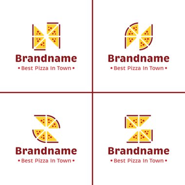 Pizza Logosu, pizzacılar, yemek dağıtım hizmetleri veya restoranlar için.