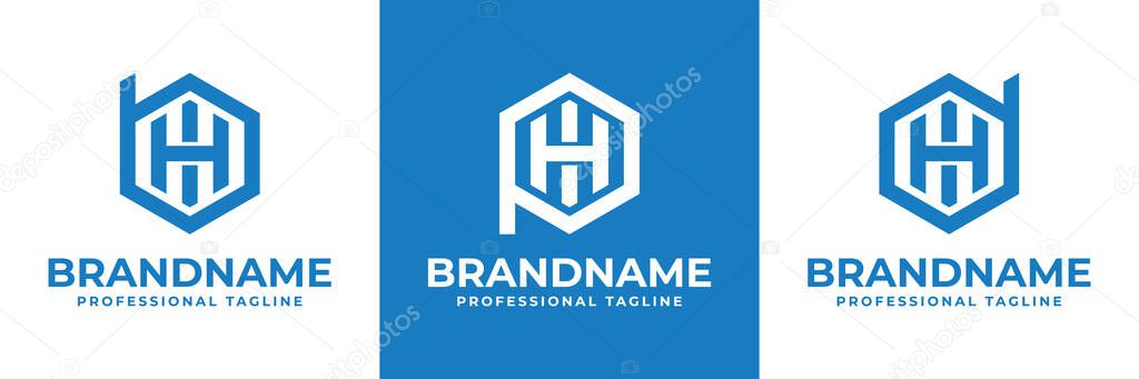 Letters BHI PHI DHI Hexagon Logo, for BHI BIH PHI PIH DHI DIH initials