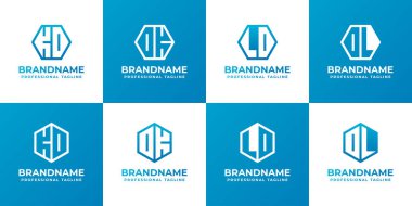 Harfler DK DL LD Hexagon Logo Set, DK KD DL LD baş harfleri ile iş için uygun