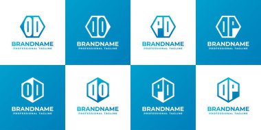Harfler DO DP PD Hexagon Logo Set, DO DP PD baş harfleri ile iş için uygun