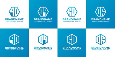 Harfler DQ QD DR RD Hexagon Logo Set, DQ QD RD baş harfleri ile iş için uygun