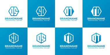 DS SD DT TD Hexagon Logo Seti, DS SD DT TD baş harfleriyle iş için uygun