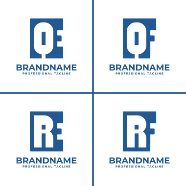 Harfler EQ FQ ER FR Monogram Logosu, her marka için uygun EQ QE FQ QF ER RE FR RF baş harfleri