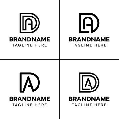 DA Monogram Logo Set Harfleri AD veya DA baş harfleri olan her marka için uygundur
