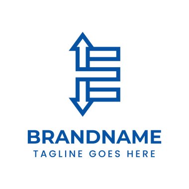 E Harfi Arrow Logosu, finans, ticaret, lojistik için