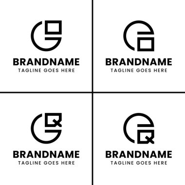 Go EO GQ EQ Monogram Logosu Go OG EO OE GQ QG harfleri için ayarlandı