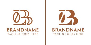 LB veya BL Kahve Fasulyesi Logosu, kahve dükkanları, kızartma makineleri veya içeceklerdeki markalar için.