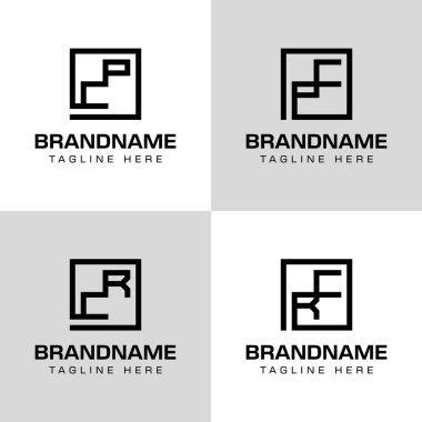 Harfler CP PC CR PR Monogram Logo Set, CP CR baş harfleri ile iş için