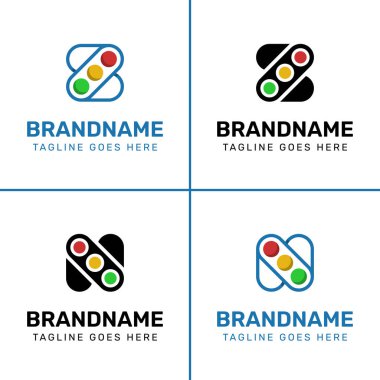 Z harfi ve N trafik ışığı logosu seti, teknoloji, navigasyon, ulaşım veya iletişim şirketleri için