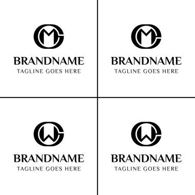 Harfler GM EM GW EW Monogram Logosu, MG ME WG baş harfleri ile herhangi bir iş veya kimlik için