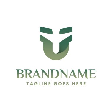 U harfi veya UF uçak logosu, havacılık, seyahat veya lojistik ve ulaşım konularında işletmeler için