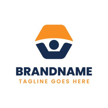 Altıgen Kurye Logosu, lojistik, teknoloji veya ambalaj endüstrisi şirketleri için.