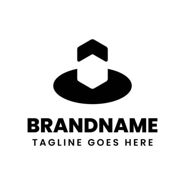 Lojistik, teknoloji ya da ambalaj endüstrisindeki işletmeler için Podyum Logosu 'nda altıgen kutu oku