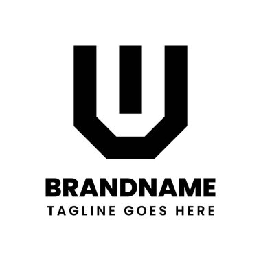 Harfler UI veya IU Geometrik Monogram Logosu, IU veya UI harfleri olan her marka için uygundur
