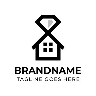 Elmas Ev Modern Logosu, zarafet, istikrar ve modern ev yaşamını temsil ediyor.