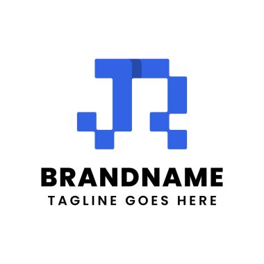 Harfler JR Modern Piksel Logosu, JR veya RJ baş harfleri olan her iş için uygundur.