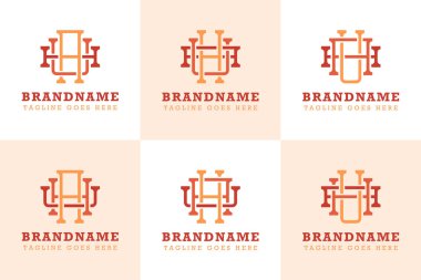 AHU AUH AUA HAU UAH UAH Monogram Logo Seti, her marka için uygun.