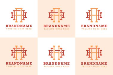 Harfler AAH AHA HAH HHA HAH Monogram Logo Seti, her marka için uygun