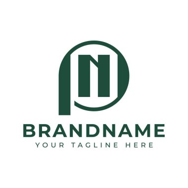Harfler PN Monogram Logosu, herhangi bir marka için uygun NP veya PN baş harfleri