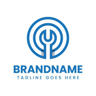 O harfi anahtar logosu, otomotiv, onarım veya mühendislik endüstrisi için ideal.