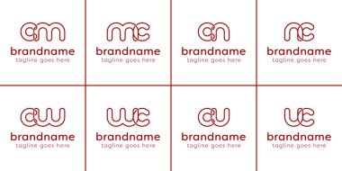 Harfler CM MC CN CU UC CW WC Monogram Line Logo, her iş için uygundur