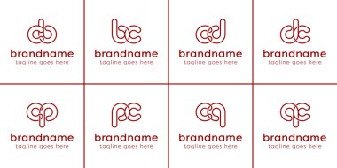 Harfler CB BC CD DC CP PC CQ QC Monogram Line Logo, herhangi bir iş için uygun