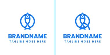 O ve Q harfi balık logosu seti, uyum, akıcılık ve birliği sembolize eder.