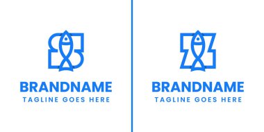 S ve Z harfi balık amblemi seti, adaptasyon, akıcılık ve birliği sembolize eder