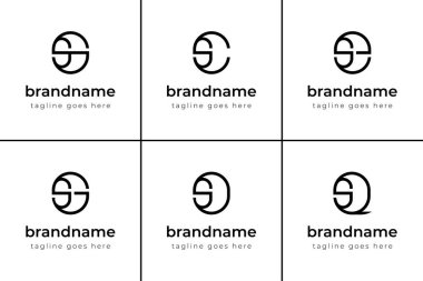 SS SC SE SG SO SQ Monogram Logo Set, her marka için uygun