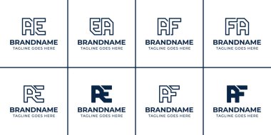 Harfler AE EA AF FA Monogram Logo Seti, her iş için uygun